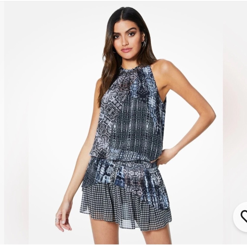 Ramy Brook Monae Python Houndstooth Print Mini Si… - image 2